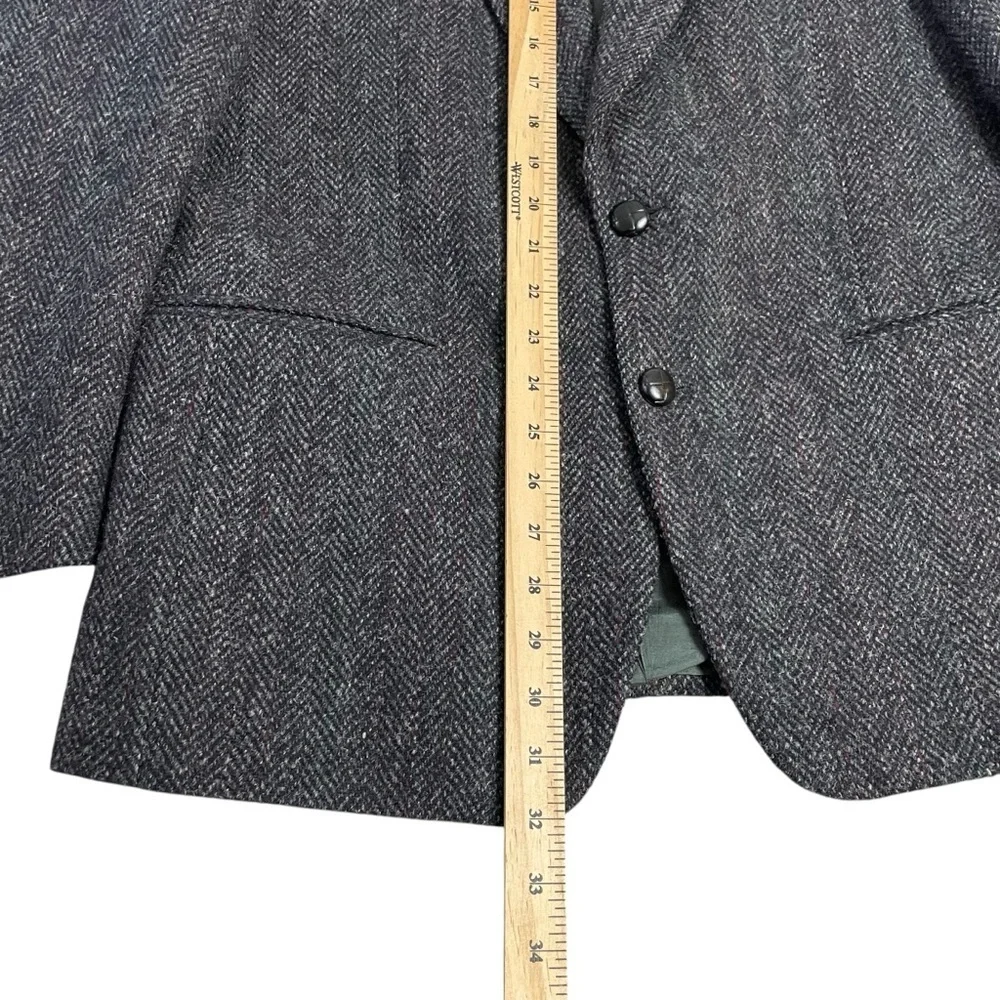 Harris Tweed Blazer Mens Size 40R Gray Red Line Slim Fit Sport Jacket